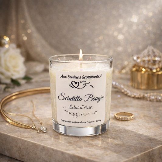 Scintilla Bougie Prestige –Éclat d’Azur| Bougie artisanale