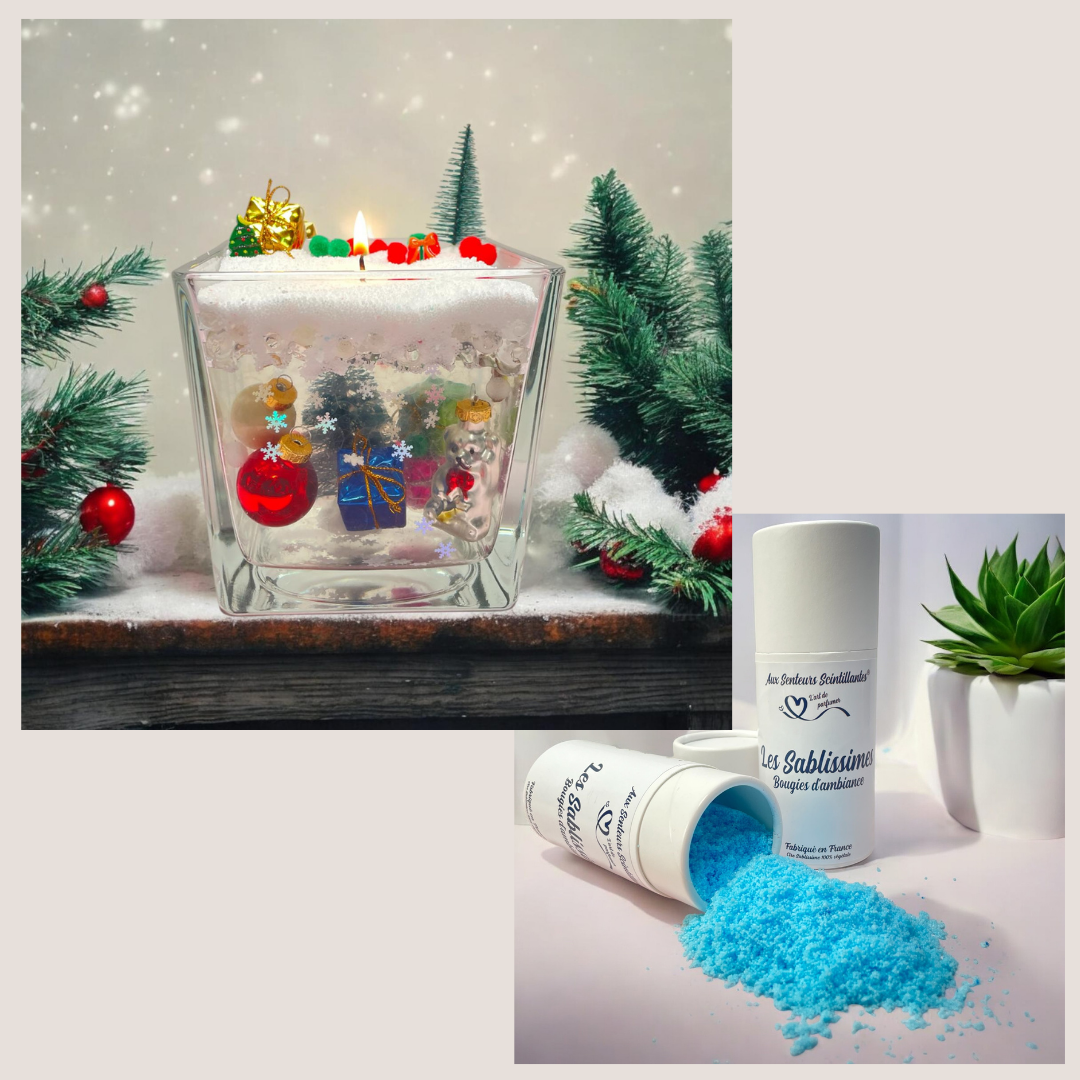 Coffret Bougie Sablissime Perles d'Eau DIY avec Décorations d'hiver