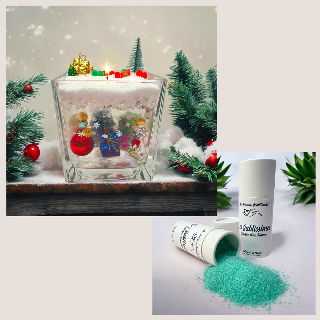 Coffret Bougie Sablissime Perles d'Eau DIY avec Décorations d'hiver