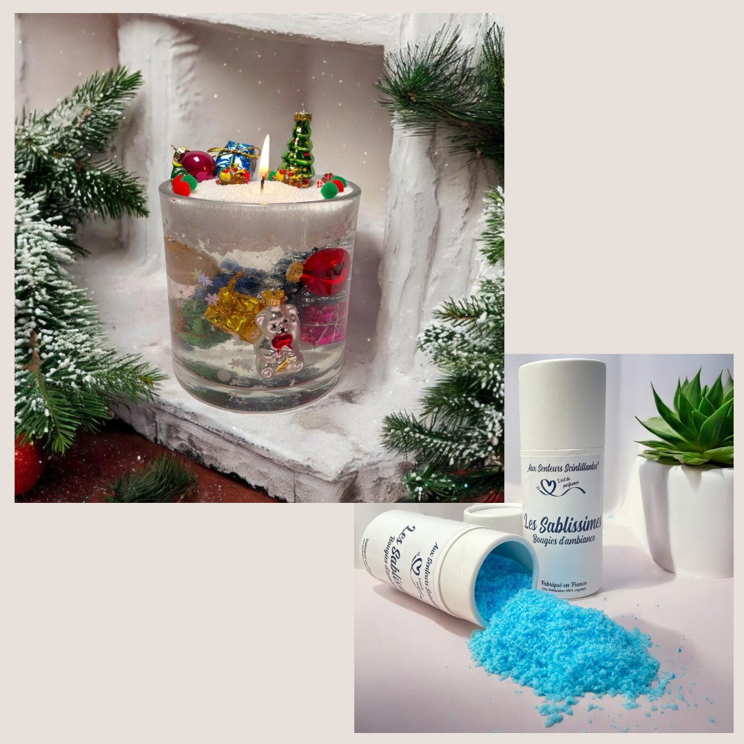 Coffret Bougie Sablissime Perles d'Eau DIY avec Décorations d'hiver