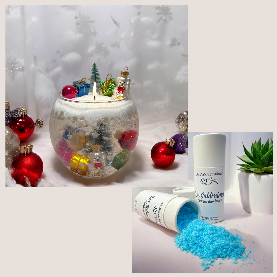 Coffret Bougie Sablissime Perles d'Eau DIY avec Décorations d'hiver