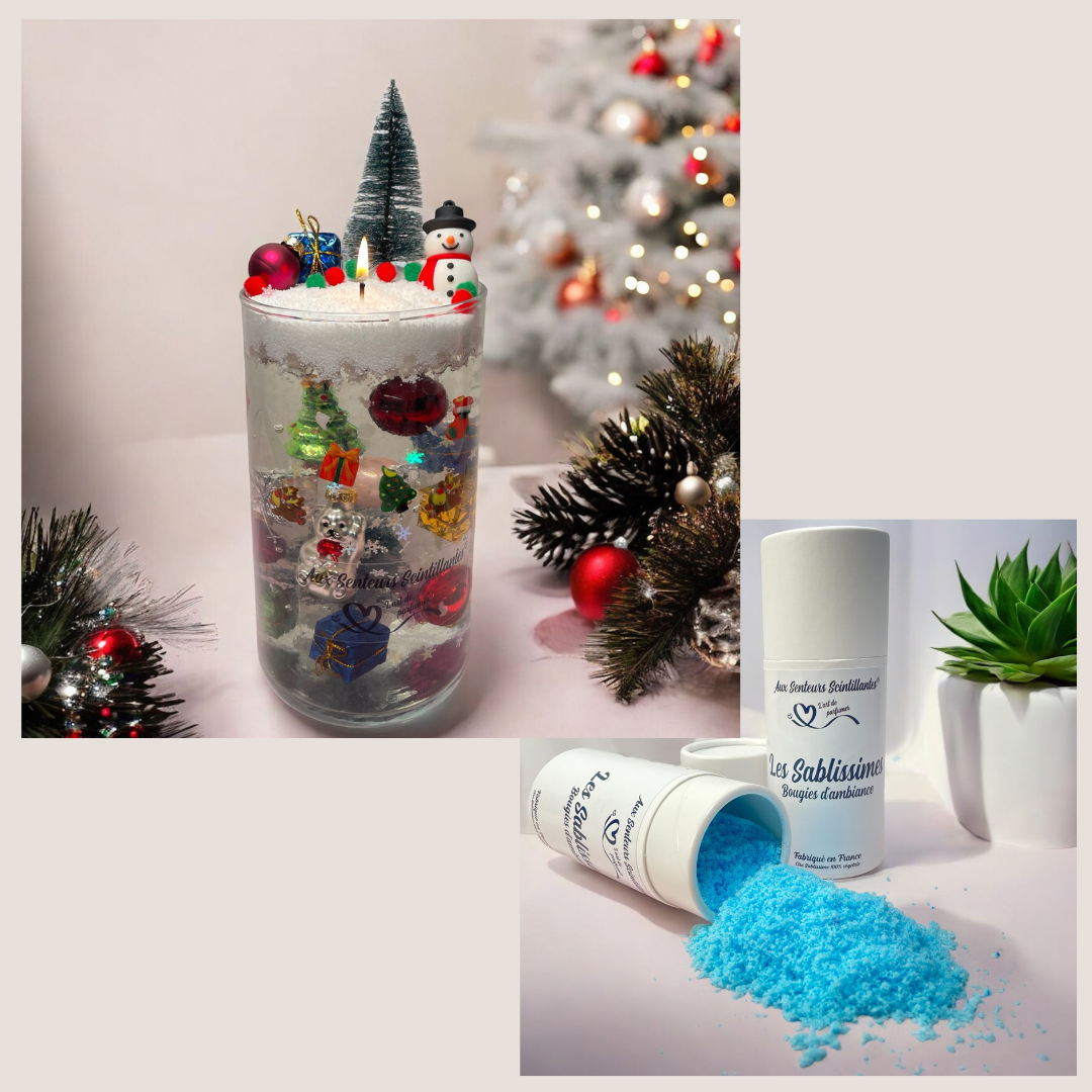 Coffret Bougie Sablissime Perles d'Eau DIY avec Décorations d'hiver