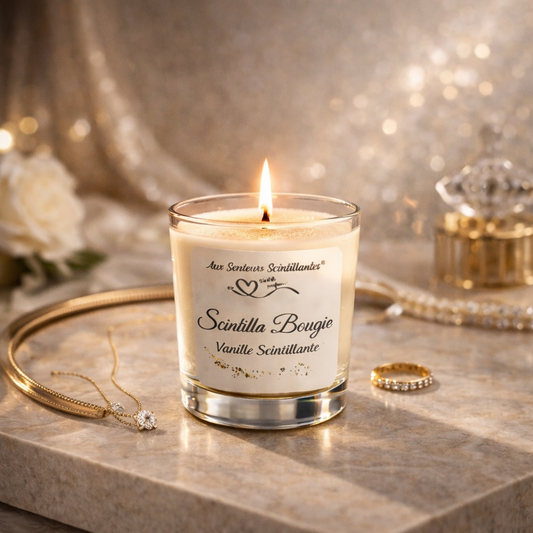 Scintilla Bougie Prestige – Vanille Scintillante  | Bougie artisanale