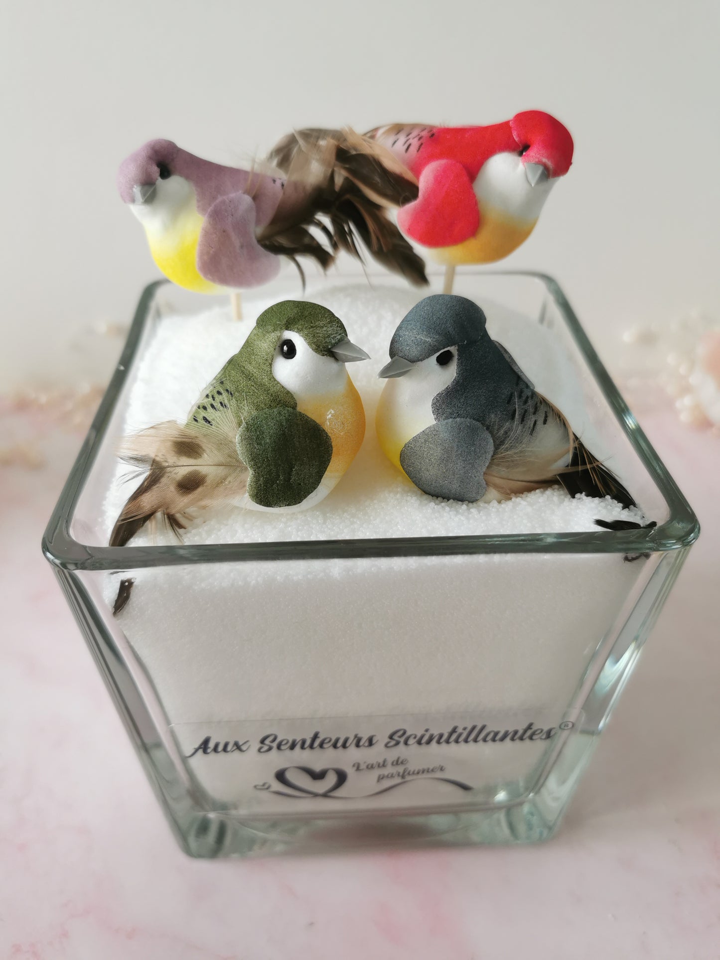 Décoration florales,oiseaux coffret peres d'eau